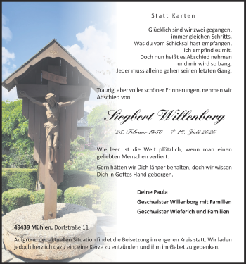 Anzeige von Siegbert Willenborg von OM-Medien