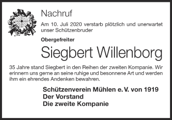 Anzeige von Siegbert Willenborg von OM-Medien