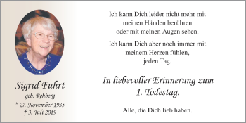 Anzeige von Sigrid Fuhrt von OM-Medien