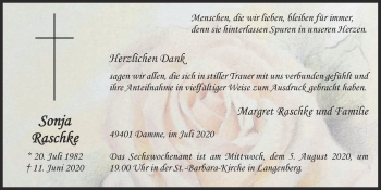 Anzeige von Sonja Raschke von OM-Medien