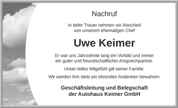 Anzeige von Uwe Keimer von OM-Medien