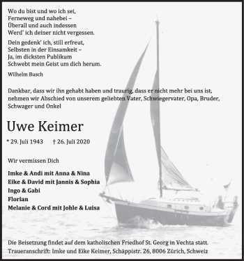 Anzeige von Uwe Keimer von OM-Medien