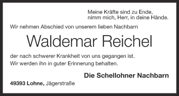 Anzeige von Waldemar Reichel von OM-Medien
