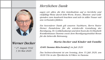 Anzeige von Werner Decker von OM-Medien