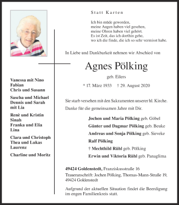 Anzeige von Agnes Pölking von OM-Medien