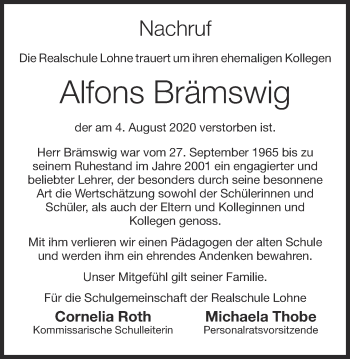 Anzeige von Alfons Brämswig von OM-Medien