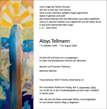 Anzeige von Aloys Tellmann von OM-Medien