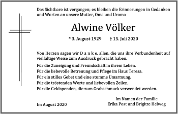 Anzeige von Alwine Völker von OM-Medien