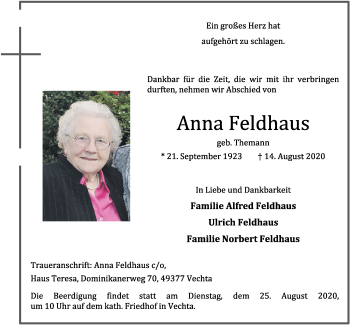 Anzeige von Anna Feldhaus von OM-Medien