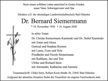 Anzeige von Bernard Siemermann von OM-Medien