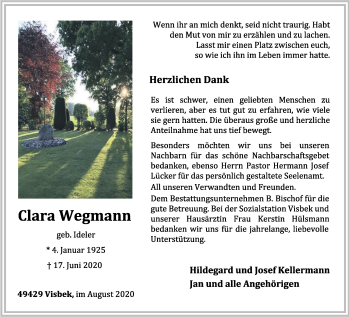 Anzeige von Clara Wegmann von OM-Medien
