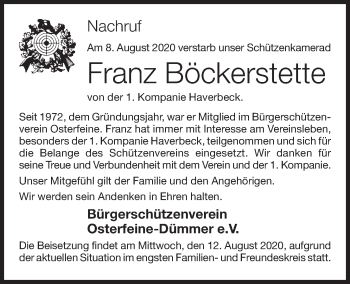 Anzeige von Franz Böckerstette von OM-Medien