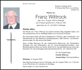 Anzeige von Franz Wittrock von OM-Medien