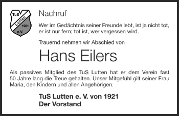 Anzeige von Hans Eilers von OM-Medien