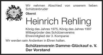 Anzeige von Heinrich Rehling von OM-Medien