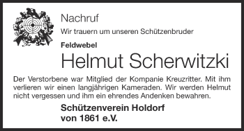 Anzeige von Helmut Scherwitzki von OM-Medien