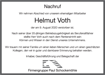 Anzeige von Helmut Voth von OM-Medien