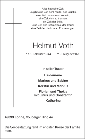 Anzeige von Helmut Voth von OM-Medien