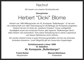 Anzeige von Herbert Blome von OM-Medien