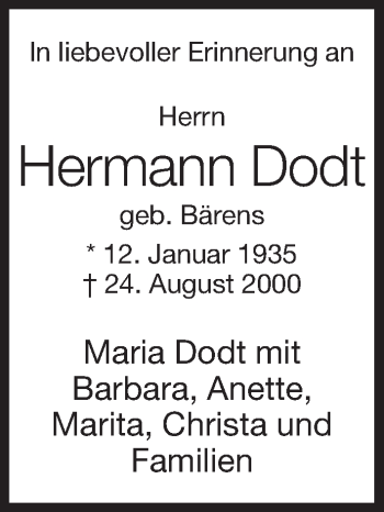 Anzeige von Hermann Dodt von OM-Medien