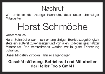 Anzeige von Horst Schmöche von OM-Medien