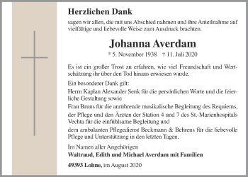 Anzeige von Johanna Averdam von OM-Medien