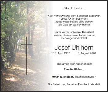 Anzeige von Josef Uhlhorn von OM-Medien