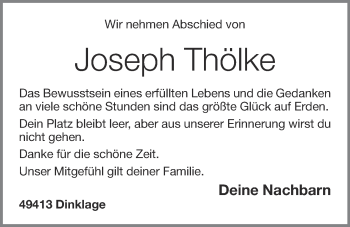 Anzeige von Joseph Thölke von OM-Medien