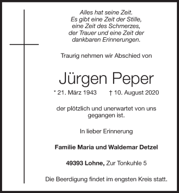 Anzeige von Jürgen Peper von OM-Medien