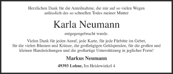 Anzeige von Karla Neumann von OM-Medien
