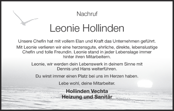 Anzeige von Leonie Hollinden von OM-Medien