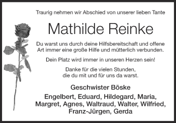 Anzeige von Mathilde Reinke von OM-Medien