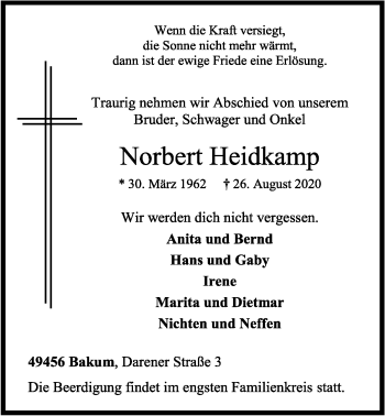 Anzeige von Norbert Heidkamp von OM-Medien