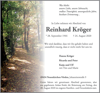 Anzeige von Reinhard Kröger von OM-Medien