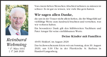 Anzeige von Reinhard Wehming von OM-Medien