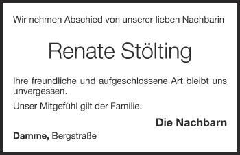 Anzeige von Renate Stölting von OM-Medien