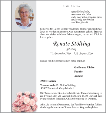 Anzeige von Renate Stölting von OM-Medien