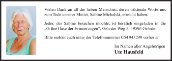 Anzeige von Sabine Michalski von OM-Medien
