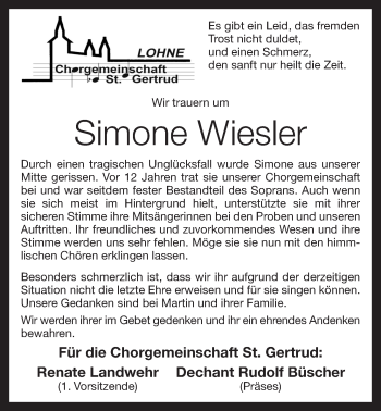 Anzeige von Simone Wiesler von OM-Medien