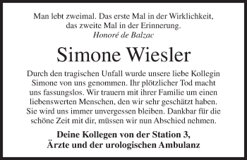 Anzeige von Simone Wiesler von OM-Medien