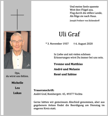 Anzeige von Uli Graf von OM-Medien