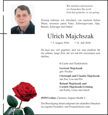 Anzeige von Ulrich Majchszak von OM-Medien