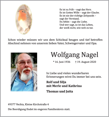 Anzeige von Wolfgang Nagel von OM-Medien