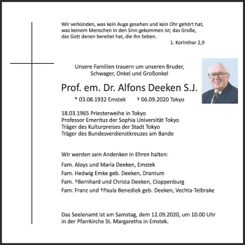 Anzeige von Alfons Deeken von OM-Medien