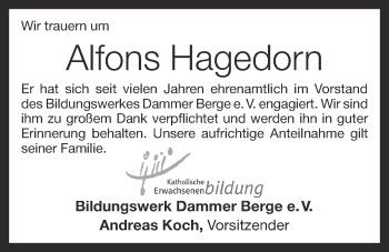 Anzeige von Alfons Hagedorn von OM-Medien
