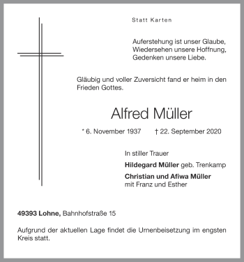 Anzeige von Alfred Müller von OM-Medien