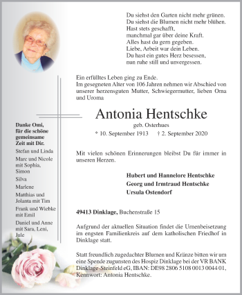 Anzeige von Antonia Hentschke von OM-Medien