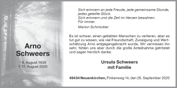 Anzeige von Arno Schweers von OM-Medien