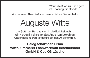 Anzeige von Auguste Witte von OM-Medien