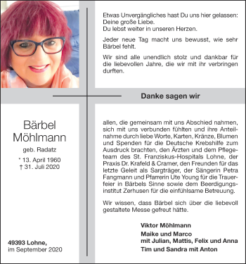 Anzeige von Bärbel Möhlmann von OM-Medien